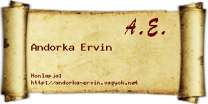Andorka Ervin névjegykártya